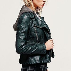 Vegan leather hooded jacket free people